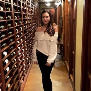 Free People White Off the Shoulder Sweater